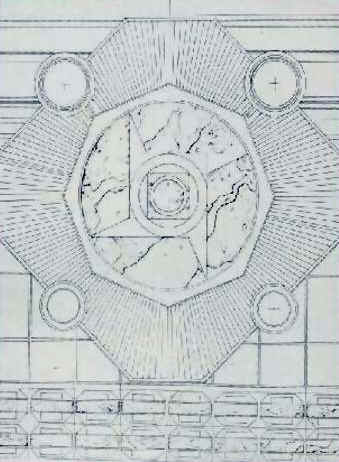 Nvrh dizajnu steny komnt Impertora. Steny sa otali a strop, steny a podlaha zobrazovali rzne varicie tohoto vzoru. Autor Moebius.