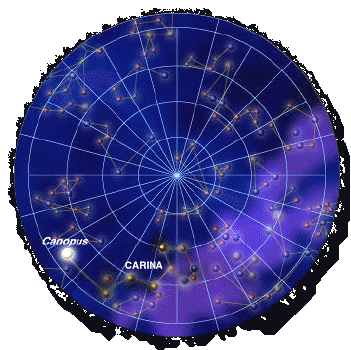 Hviezdna mapa okolia sstavy Canopus